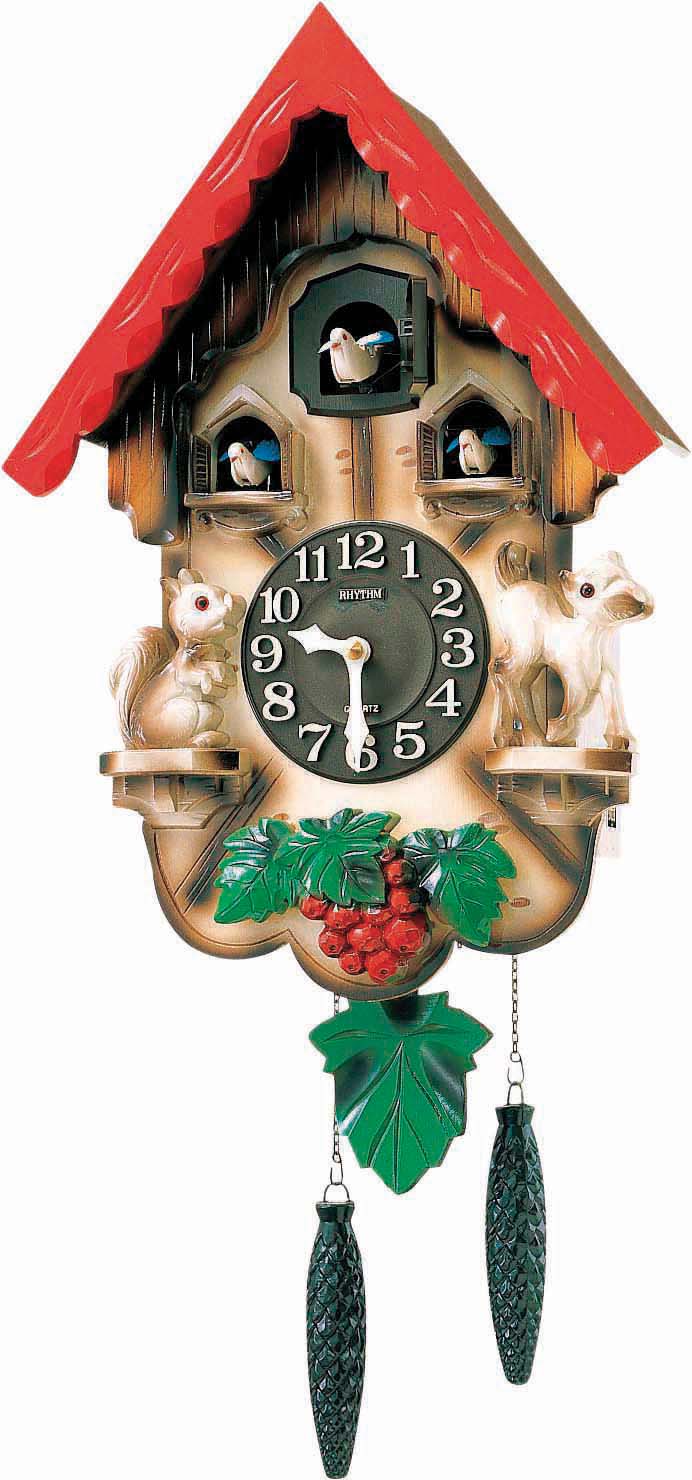 4MJ418-R06 Three Cuckoo Wooden Clock