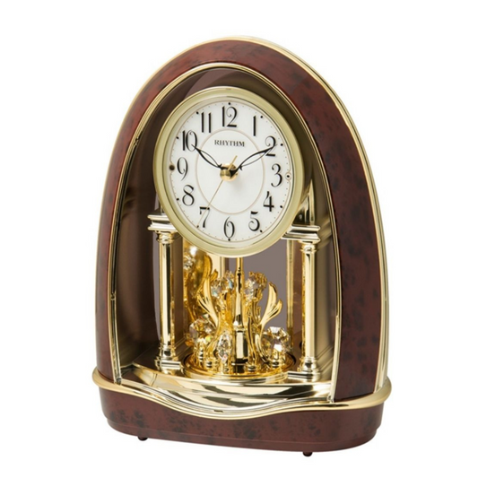 4RH796WU23 Woodgrain Musical Desk Clock